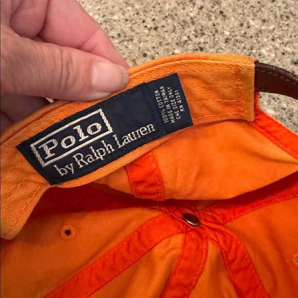 POLO RALPH LAUREN Vintage Distressed Worn Sun Faded Dad Leather Strap Back Hat - Picture 10 of 10